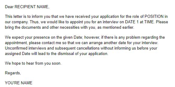 Sample Appointment letter