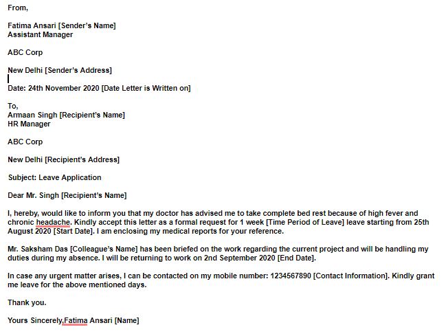 Leave Application Letter