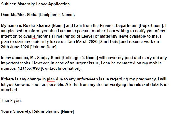 Maternity Leave Application